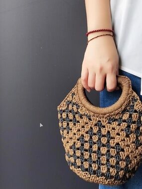 Forever 21 Woven Crochet Handbag Mini | Boho Tote